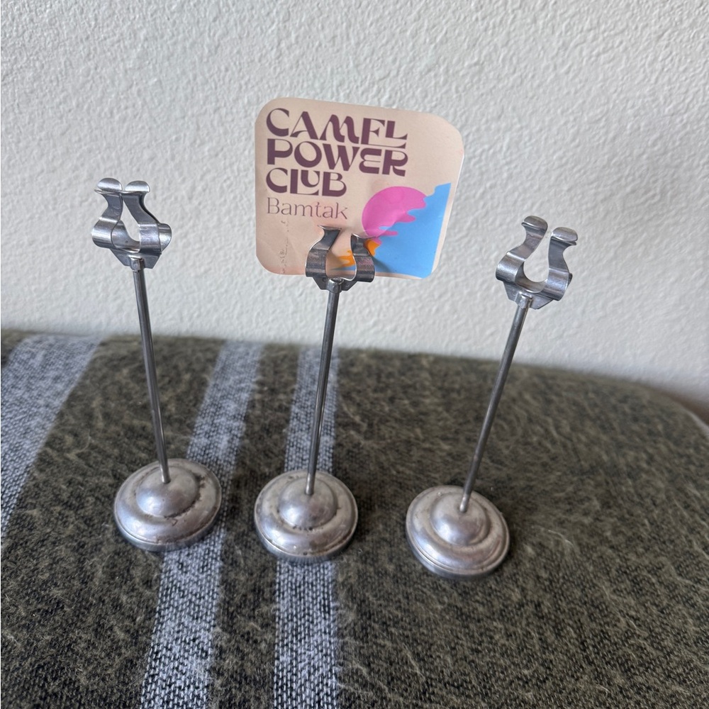 Set of 3 8” Stainless Steel U Shaped Card Table Number Holder Stand place card